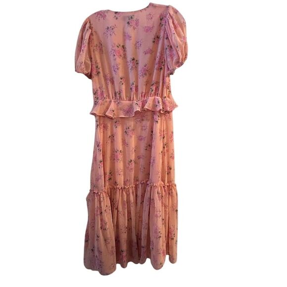 LoveShackFancy Pink Floral Ruffled Midi Dress Size 6- flaw - Picture 7 of 16